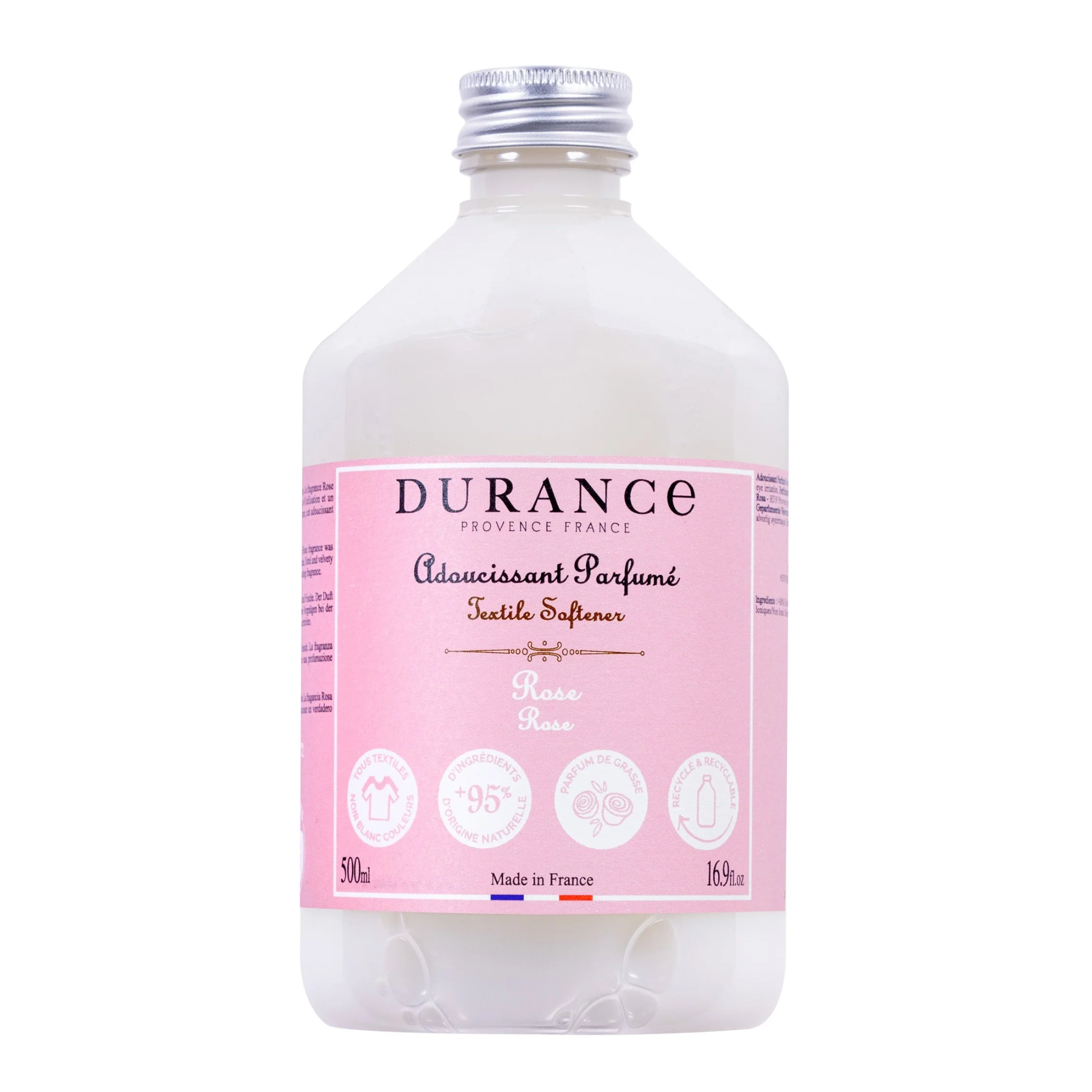 【デュランス】DURANCEランドリーソフナー 柔軟剤 | 選べる3種の香り(ローズ・ラベンダー・ベルベーヌ)500ml | 天然アロマ100% | 肌に優しいフランス製