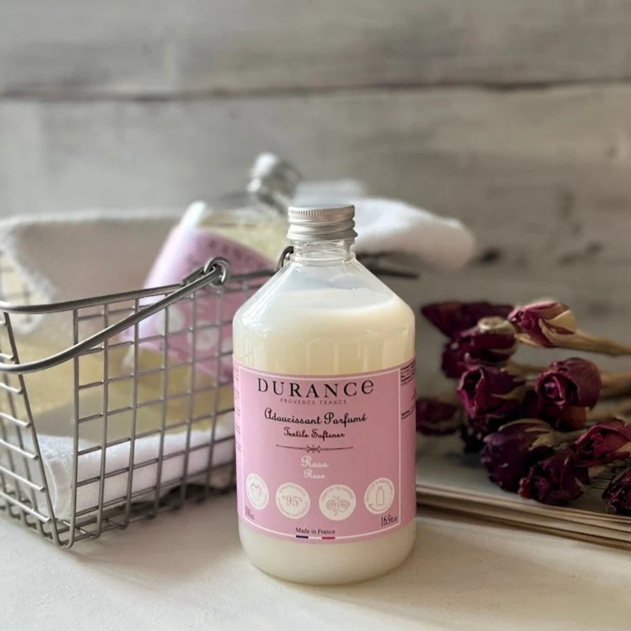 【デュランス】DURANCEランドリーソフナー 柔軟剤 | 選べる3種の香り(ローズ・ラベンダー・ベルベーヌ)500ml | 天然アロマ100% | 肌に優しいフランス製