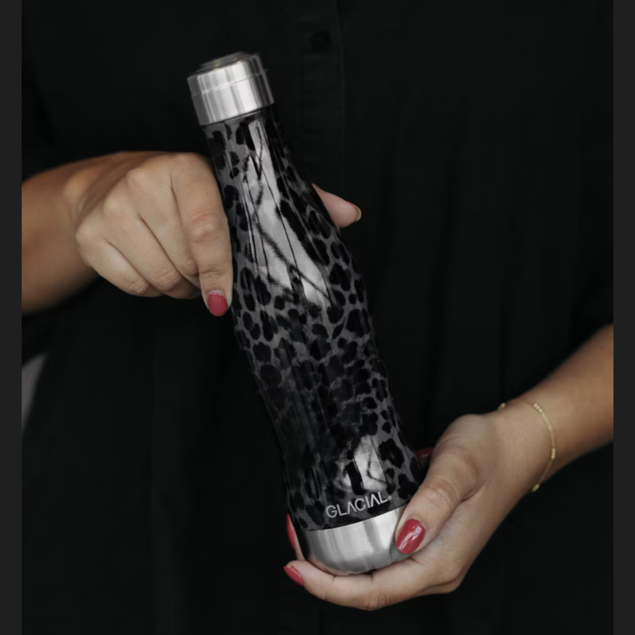 GLACIAL 水筒・ステンレスボトル　ブラックレオパード 400ml【公式サイト限定】