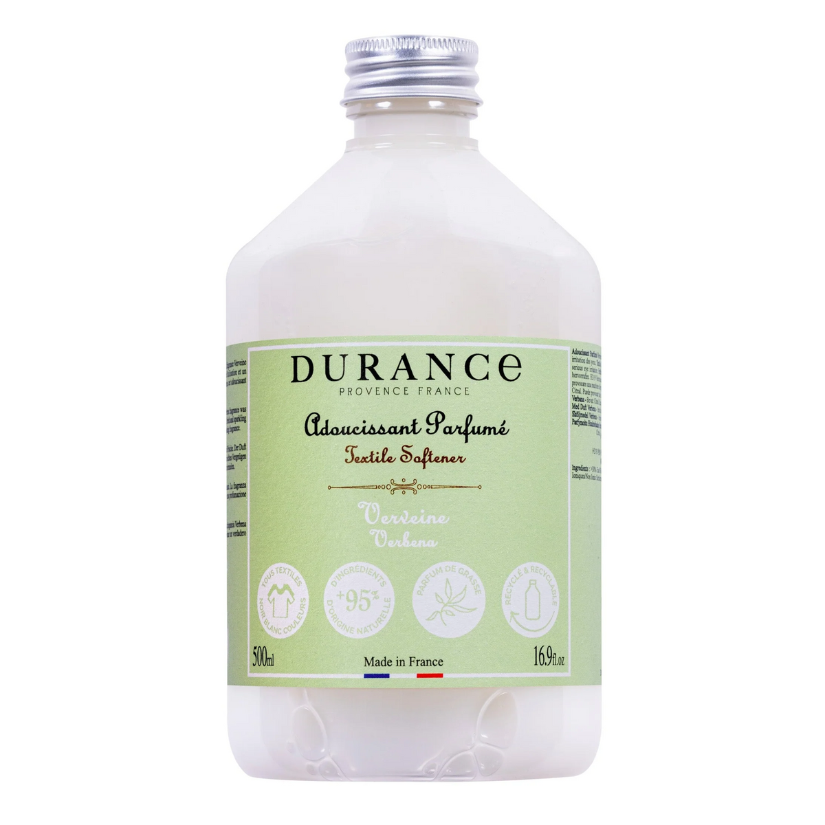 【デュランス】DURANCEランドリーソフナー 柔軟剤 | 選べる3種の香り（ローズ・ラベンダー・ベルベーヌ）500ml | 天然アロマ100% | 肌に優しいフランス製