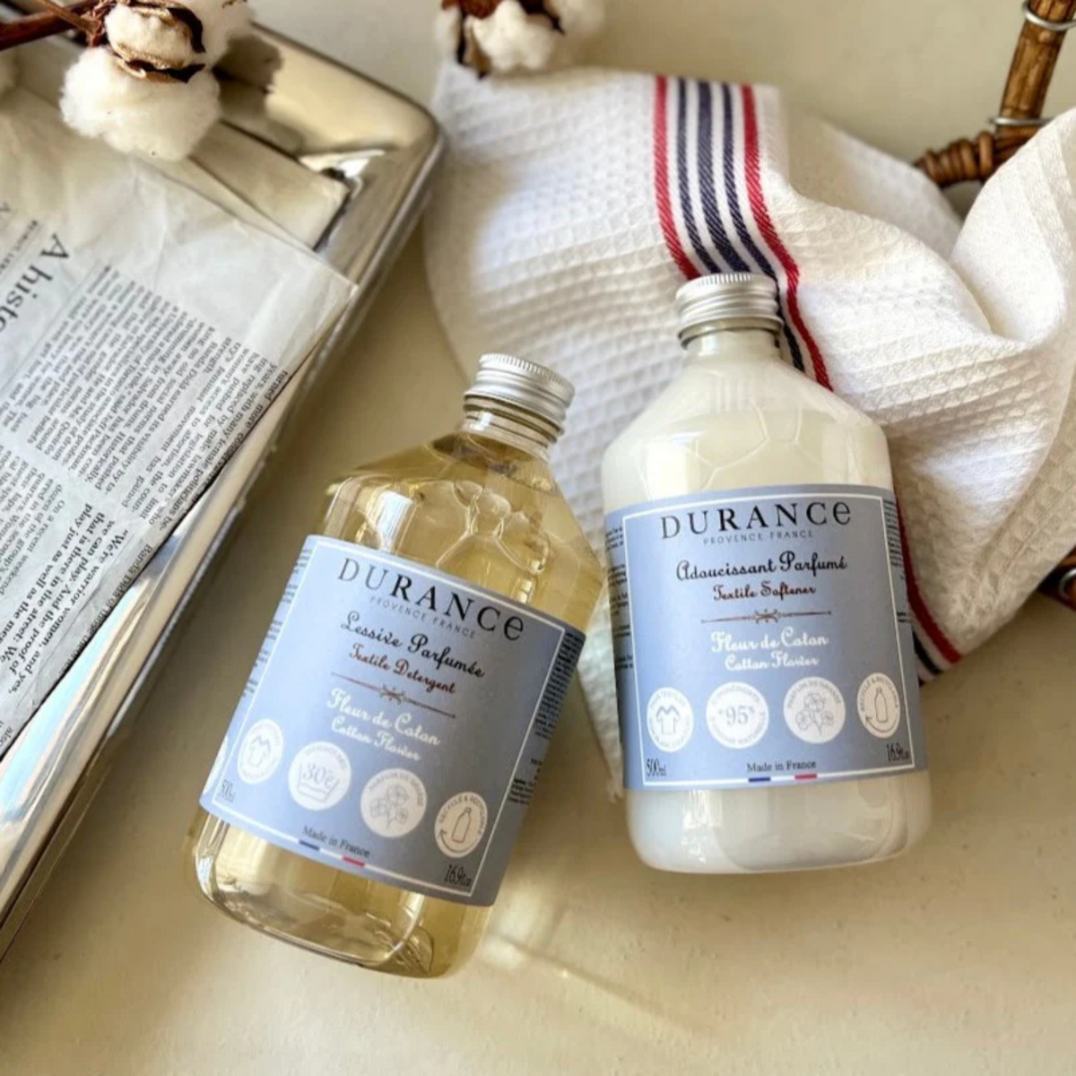 【デュランス】DURANCEランドリーソフナー 柔軟剤 | 選べる3種の香り（ローズ・ラベンダー・ベルベーヌ）500ml | 天然アロマ100% | 肌に優しいフランス製